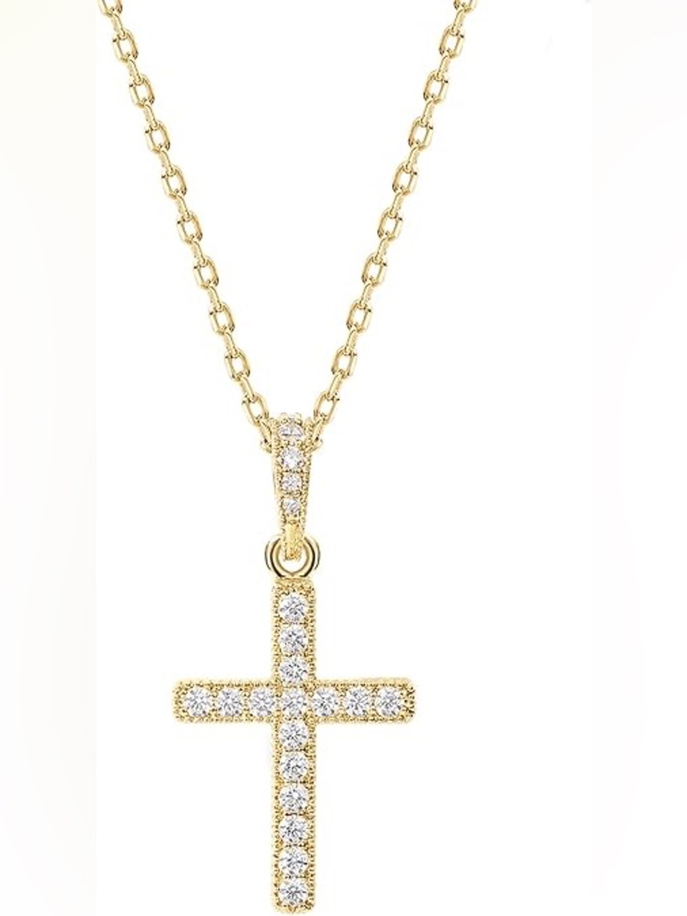 PAVOI 14K Gold Plated Cubic Zirconia Cross Pendant Necklace for Women